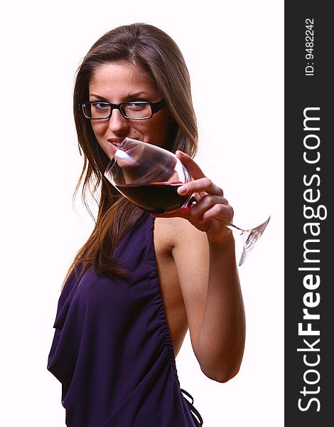 Woman eith wine glass h