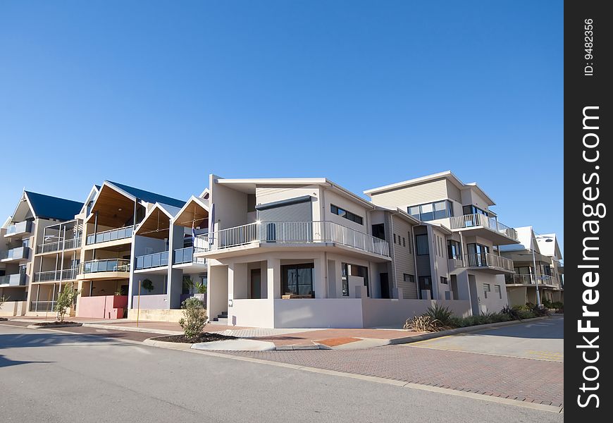 Row of new houses for sale.