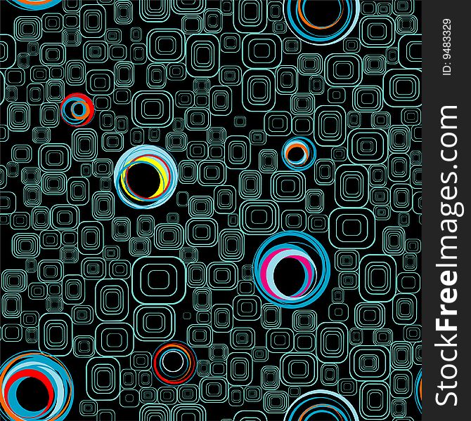 Seamless background from circles and squares.