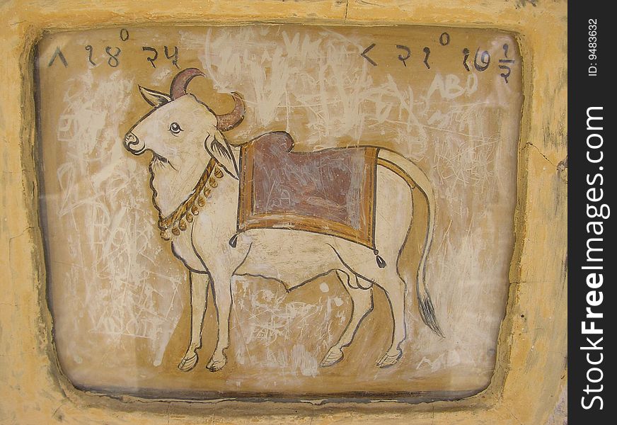 Wall drawing with Taurus in the observatory of Jaipur, India.