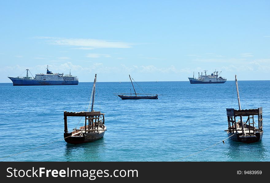 The Indian Ocean, in the harbor of Zanzibar.