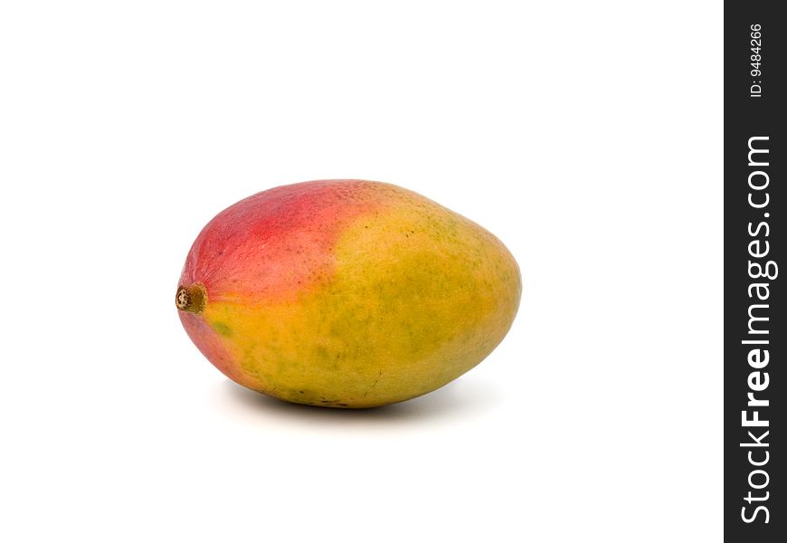 Red and yellow mango on white background, isolated