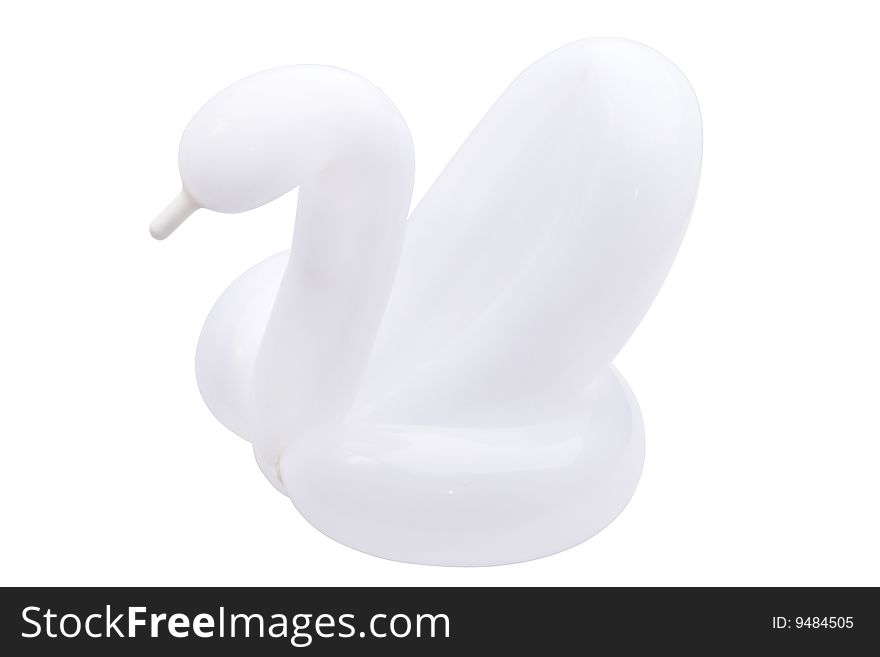 White balloon swan on a white backgroun