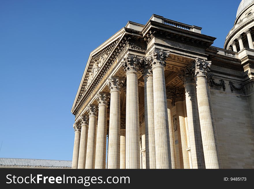 Wide-angle view of the Pantheon at dusk - Paris, France. Wide-angle view of the Pantheon at dusk - Paris, France