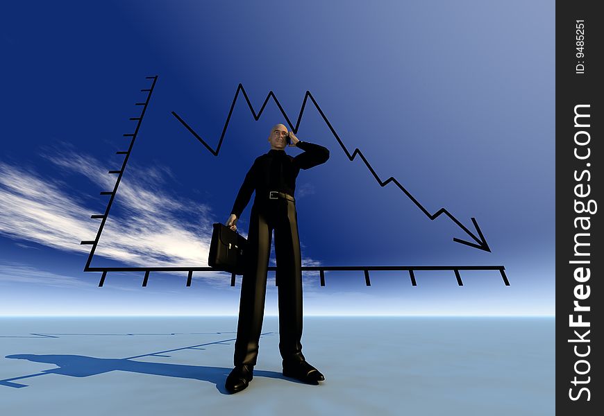 Businessman And Credit Crunch Graph