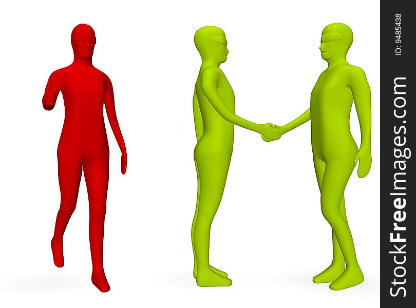 3D illustration of a meeting of teamwork. 3D illustration of a meeting of teamwork