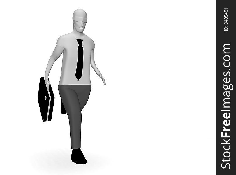 3D illustration of a man as he runs to the work to be punctual. 3D illustration of a man as he runs to the work to be punctual