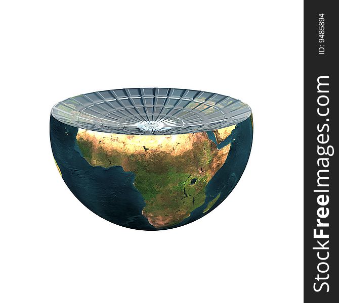 Earth hemisphere isolated on white