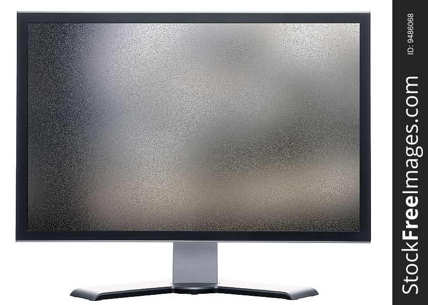 Monitor with bright metal textured screen isolated on white. Monitor with bright metal textured screen isolated on white