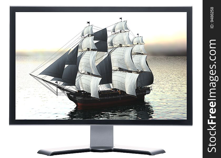 Monitor with Sailing vessel