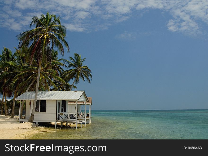 A bungalow overlooking the Caribbean Sea. A bungalow overlooking the Caribbean Sea.