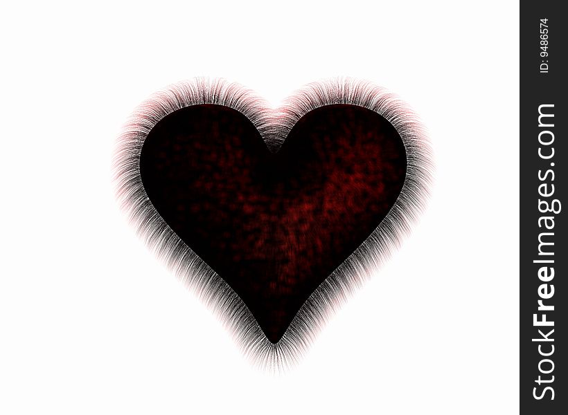 Fur heart isolated on a white