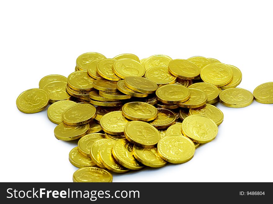 A pile of Golden Coins' of chocolate favorites. A pile of Golden Coins' of chocolate favorites