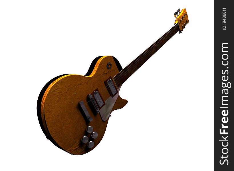 Cool 3D guitar isolated on white