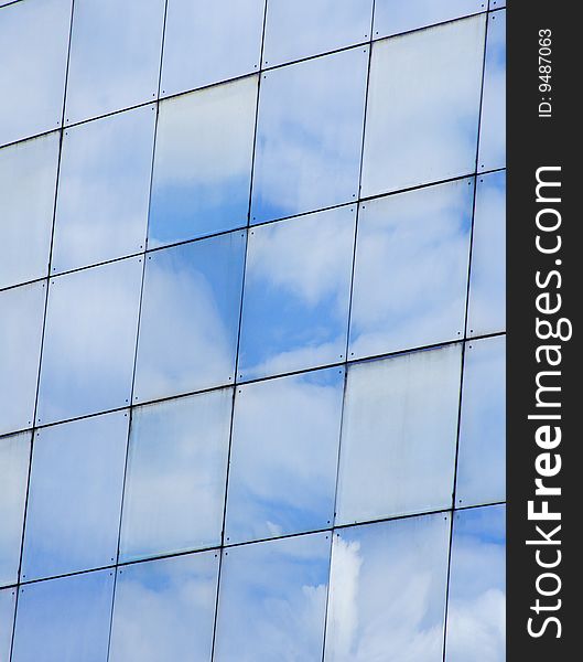 Building windows with sky reflections