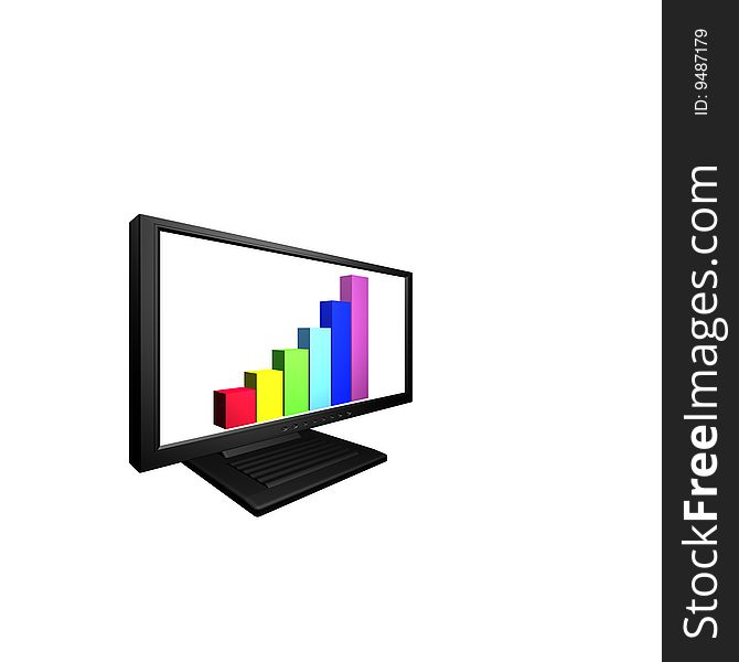 Flat Lcd Monitor With Financial Diagram