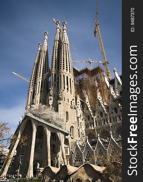 The Sagrada Familia In Barcelona, In Construction