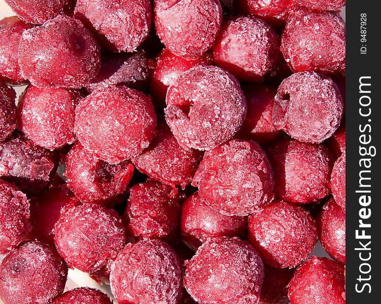 Beautiful frozen fresh red cherry. Beautiful frozen fresh red cherry