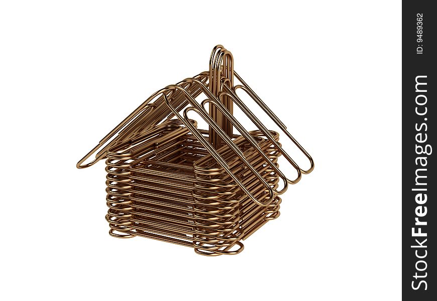 Rendered 3d isolated paper clips house
