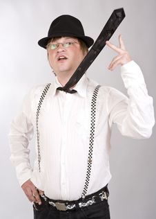 Portrait Of Young Man Black Hat Tie Stock Photo