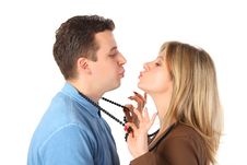Young Pair Kisses Royalty Free Stock Photography