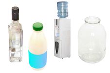 Bottles, Glass Jar And Cooler Royalty Free Stock Photography Bottles, Glass Jar And Cooler Royalty Free Stock Photography