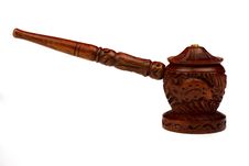 Wood Shaman Pipe For Hashish Smoke Royalty Free Stock Photography Wood Shaman Pipe For Hashish Smoke Royalty Free Stock Photography