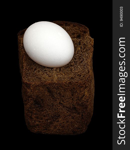 Bread,egg on the black background. Bread,egg on the black background