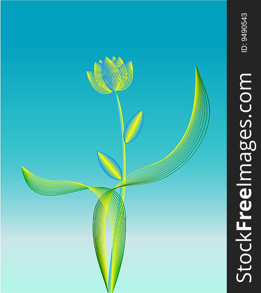 Flower in bloom with leave and background as a vector. Flower in bloom with leave and background as a vector