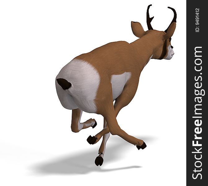 Rendering of an antelope with Clipping Path and shadow over white