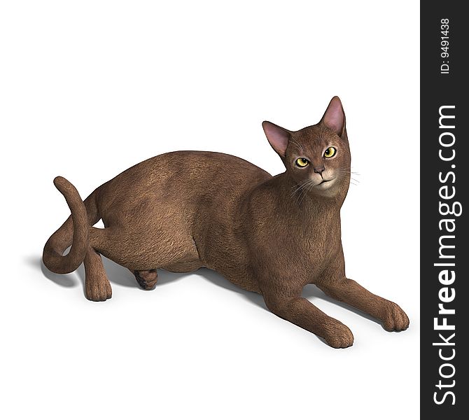 Rendering of a cat with Clipping Path and shadow over white