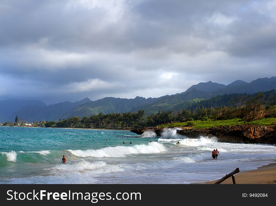 Stock image of beaches at O'ahu, Hawaii