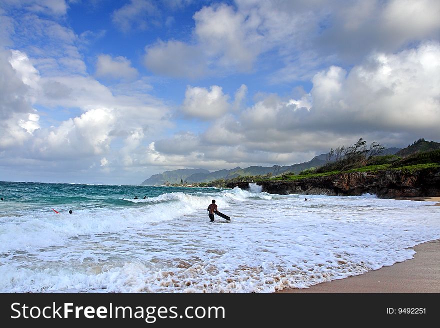 Stock image of beaches at O'ahu, Hawaii
