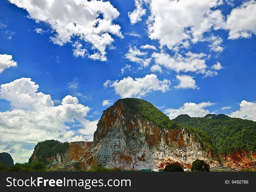 Marble Quarry and Blue Sky