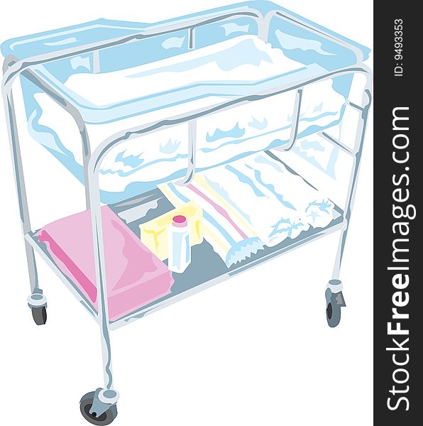 A baby bassinet in a colour.