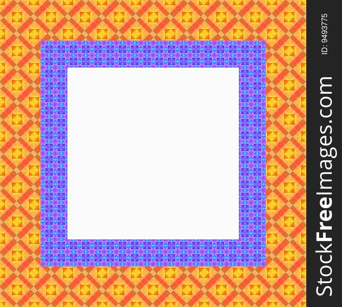 Square frame with pattern in bright retro colors. Square frame with pattern in bright retro colors