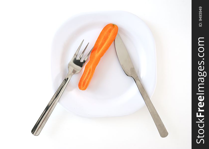 Plate And Cutlery. Carrot