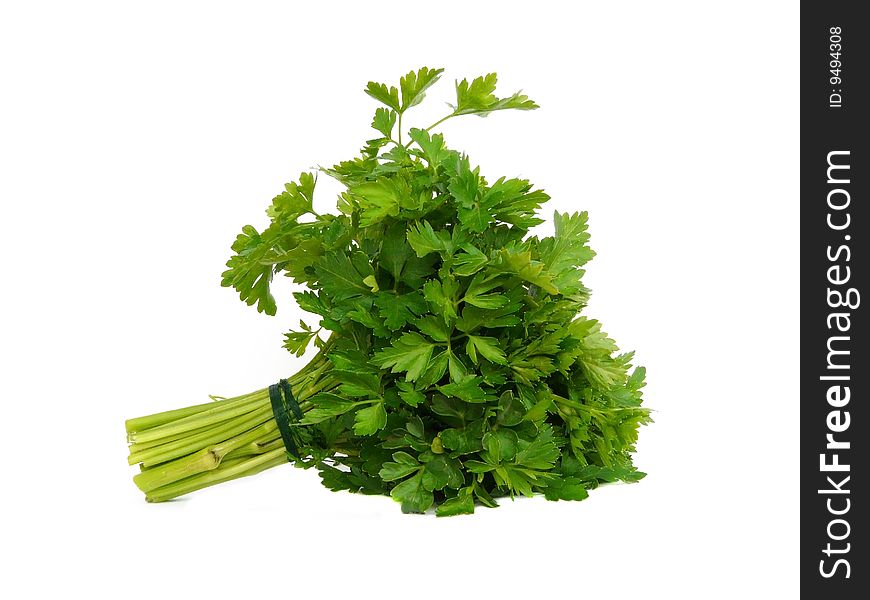 Fresh curly parsley isolated over white background