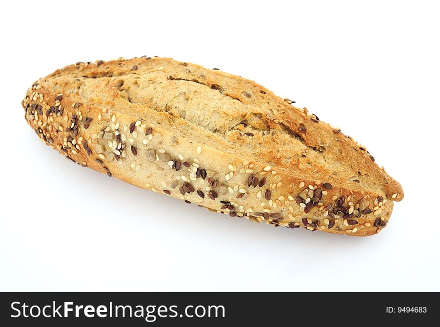 Bread of cereals on white background