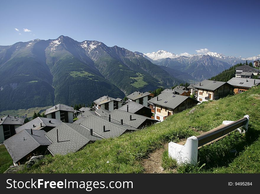 Swiss village in the alps. Swiss village in the alps