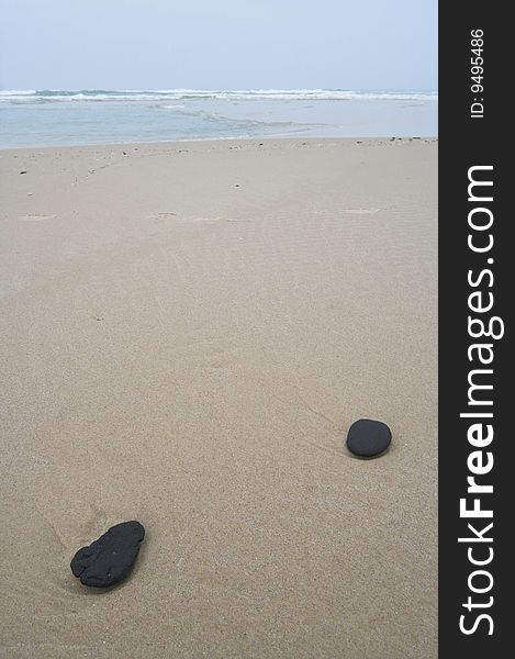 Two stones on the beach. Two stones on the beach