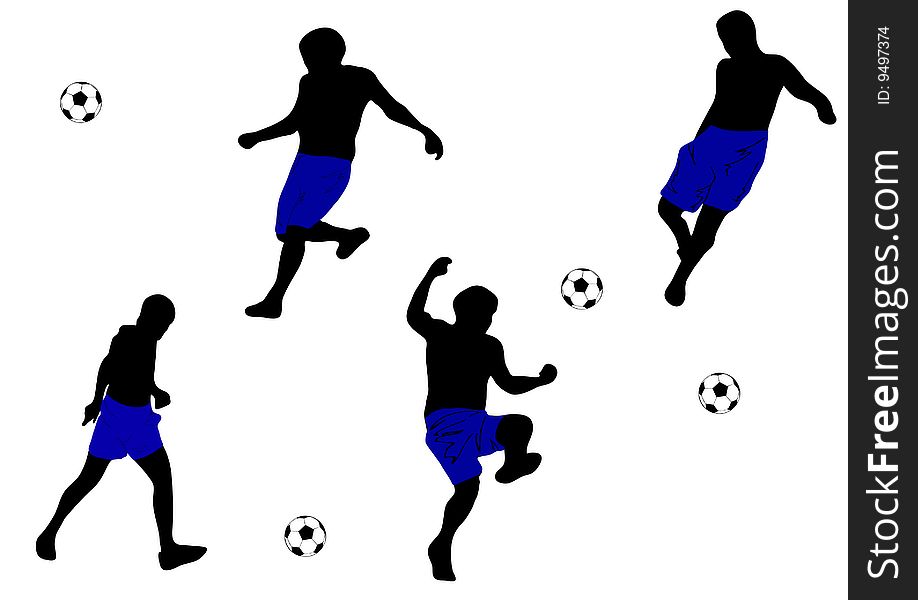 Silhouettes of men playing football. Vector. Silhouettes of men playing football. Vector.