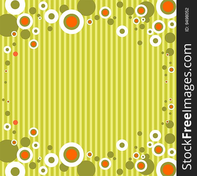 Abstract  pattern with circles  on a green striped background. Abstract  pattern with circles  on a green striped background.
