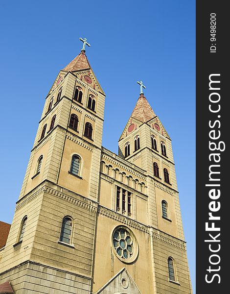 Front facade of a beautiful catholic church