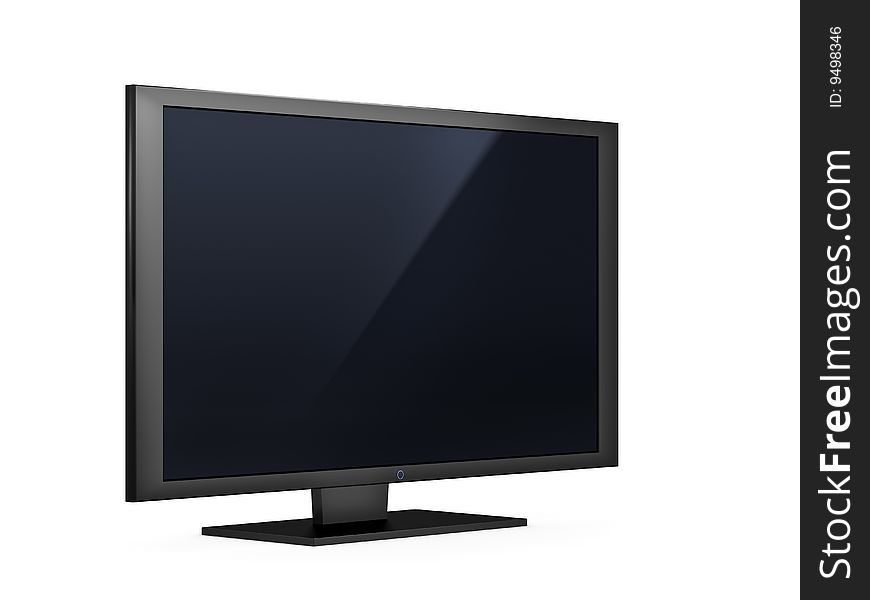 Isolated high end silver flat LCD television. Isolated high end silver flat LCD television