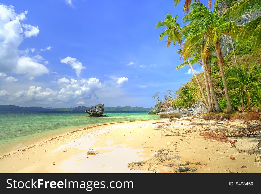 Beautiful tropical scene with deserted beach. Beautiful tropical scene with deserted beach