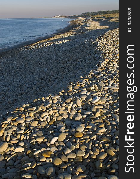 Stony beach in Foz do Neiva, Portugal