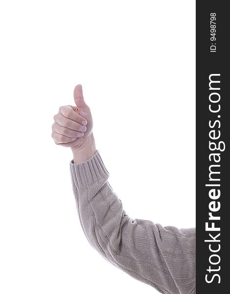 Thumbs up hand sign isolated on white background