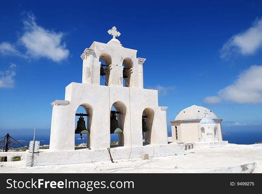 A white church face to aegean sea. A white church face to aegean sea