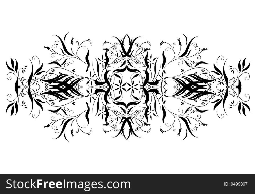 An illustration featuring a decorative  flower design with a hint of retro